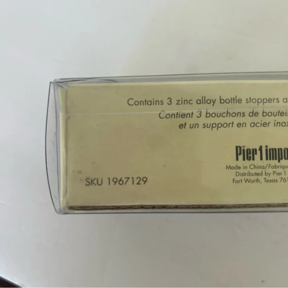 PIER 1 STAINLESS STEEL BOTTLE STOPPERS SET OF THREE NWT